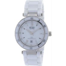 Women's Ceramic Case and Bracelet White Dial Day and Date Displays
