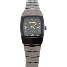 Women's Crystal Dial Bracelet Quartz Watch (Black)