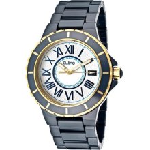 Women's Marina Silver Dial Gold Accents Blue Ceramic ...