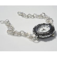 Women's Silver Color Chain Link Watch Bracelet with Antique Style Fancy Watch Face Women's Silver Color Chain Link Watch Bracelet with Antique Style Fancy Watch Face