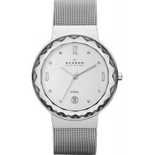 Women's Stainless Steel Case Mesh Bracelet Silver Tone Dial Date Display