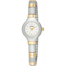 Women's Two Tone Stainless Steel White Dial Expansion Bracelet
