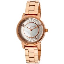 Women's White Mother Of Pearl Dial Rose Gold Tone Ion Plated Stai ...
