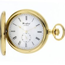 Woodford Men's Gold Plated Full Hunter Quartz Analogue Watch 1228 With Chain And Separate Second Hand Dial (Suitable For Engraving)