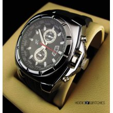 Wrist Watches Black Strap Stainless Steel Quartz Analog Dial Me
