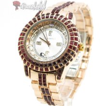 Y167 Rose Gold Crystal Elegant Lady Luxury Steel Watch