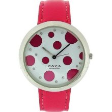 Zaza London Pink Pu Strap Ladies & Red Spotty Dial Fashion Watch Llb850