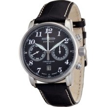 Zeppelin Chronograph Mechanical Hand Driven Watch With Clear Case Back