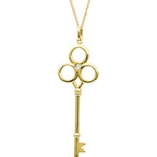 0.03 ct. t.w. Diamond 3-Leaf Clover Key Pendant Necklace