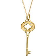 0.03 ct. t.w. Diamond Clover Key Pendant Necklace