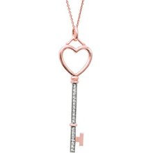 0.09 ct. t.w. Diamond Heart Key Pendant Necklace