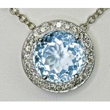 $ 1,099 Sky Blue Topaz & Diamond Pendant In W.gold Chaine