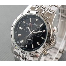 1 Pcs In 2 Color Men Decorated Dials Stainless Steel Quartz Wrist Watch