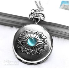 10pcs/lot New M Size Blue Eyes Quartz Pocket Watch Necklace,sweater