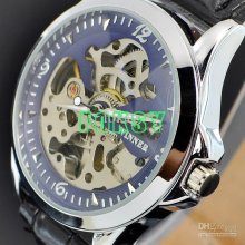 10pcs Mens Watch Automatic Mechanical Black Leather Fashion Wrist Wa