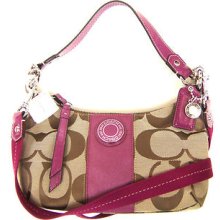 $178 Coach F19218 Signature Stripe Demi Crossbody Handbag Authentic