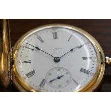 1896 Antique Elgin 14k Gold Pocket Watch Mint