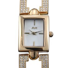 18k Golden Plated Womens Ladies Crystal Stainless Steel Quartz Watch