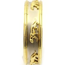 18k White And Yellow Gold Panther Cuff Bracelet