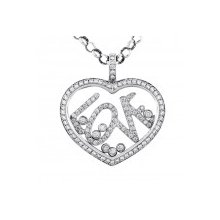 18k White Gold Diamond â€œLoveâ€ Pendant on White Gold Chain
