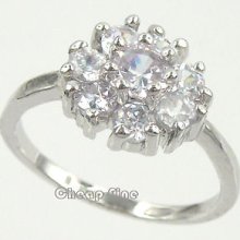 18k White Gold Plated White Flower Shape Cubic Zircon Ring For Best Gift
