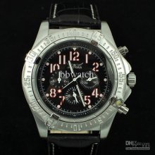1pcs Luxury Automatic Mechanical Watch Alloy Metal Case Black Leathe