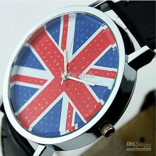 2012 Chrismas Gifts New Design Leather Watch Uk Flag Dial Quartz Wom