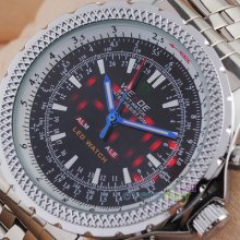 2012 Fashion Silver Steel Sport Wrist Watch Mix Time Army Mens Black/white Dial