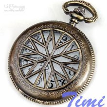 2012 Hotsale New Men Quartz Skeleton Pocket Watch Chain Antique Free