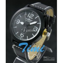 2012 Hotsale Unique Mens/boys Auto Leather Fashion Black Watch Steel