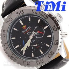 2012 Ouyawei Mens Multi Function Black Watch Date 24h Automatic 3 Di