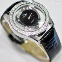 20pcs Cupid Heart Dial Silver Diamond Case Leather Watch Women Wrist