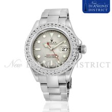 3.00ct Total Diamond Rolex Yacht-master 16622 Platinum & Steel 40mm Watch