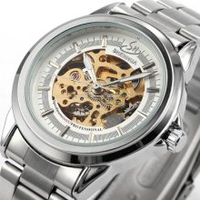 3 Choices Luxury Stainless Steel Auto Mechanical Mens Skeleton Dial Analog Watch