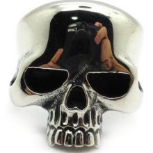 316l Stainless Steel Men's Silver Glossy Skull Ring