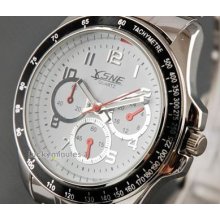 334 Men White Big Decorated Dial Stainless Steel Watch