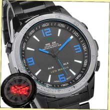 44mm Men's Boy's Analog & Led Digital Double Display Quartz Luminous Wrist Watch