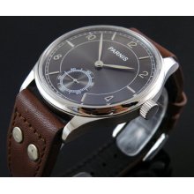 44mm Parnis Gray Dial Manual Wind Mens Watch 6498 See-through Back Rivets 013i