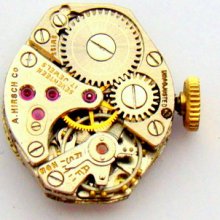 4u2fix A. Hirsch 17j 15mm X 18mm Wristwatch Movement & Dial Good Bal Hs & Ms