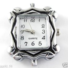 5p Arrive Fashionable Quartz Silver Tone Round Watch Faces For Beading W15