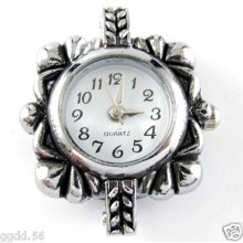5p Arrive Fashionable Quartz Silver Tone Round Watch Faces For Beading W16