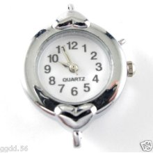 5p Arrive Fashionable Quartz Silver Tone Round Watch Faces For Beading W14