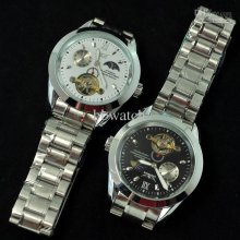 5pcs New Automatic Mechanical Watches Luxury Men's Watch Silver Allo