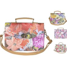 66q Womens Ladies Designer Retro Floral Print Satchel Bag Crossbody Shoulder Bag