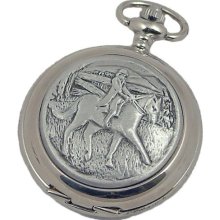 A E Williams 4835Sk Horse And Rider Mens Mechanical Pocket Watch With Chain
