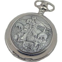 A E Williams 4867Sk Shepard Mens Mechanical Pocket Watch With Chain