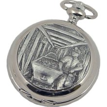 A E Williams 4942 Miner Mens Quartz Pocket Watch With Chain