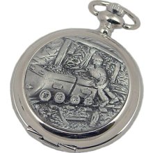 A E Williams 4943 Miner Mens Quartz Pocket Watch With Chain