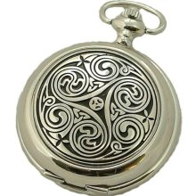 A E Williams Triple Swirl Mens Mechanical Pocket Watch With Chain