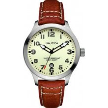A09560G Nautica Mens Cream Cognac Watch